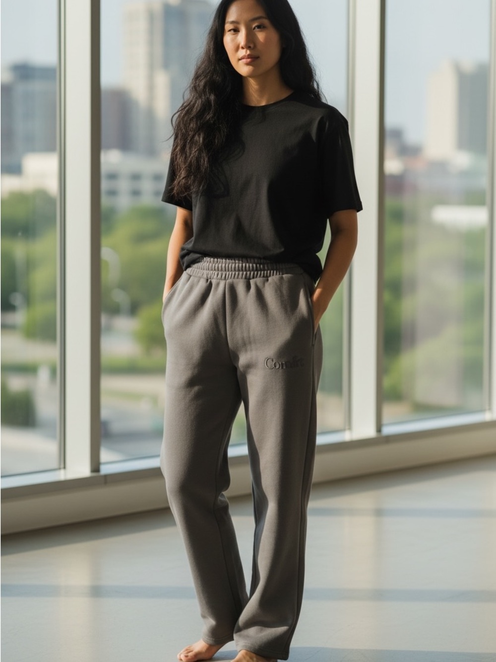 Comfrt Wide Leg Sweatpants Heavyweight Fleece Gray Unisex XS New in Bag